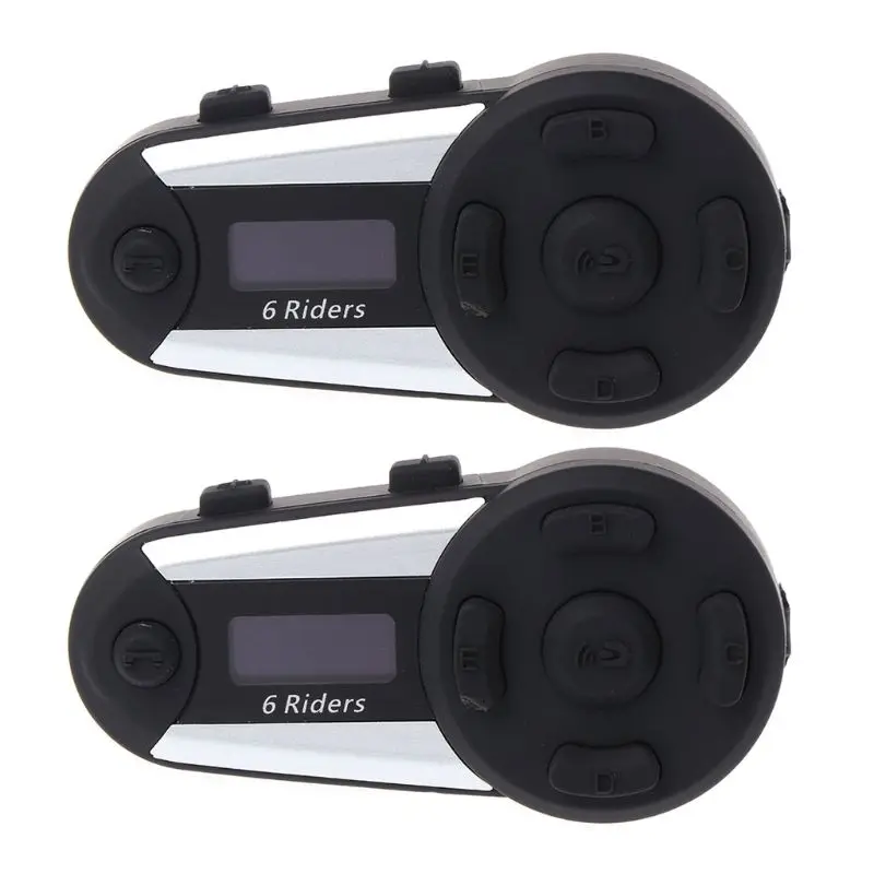 1 комплект T20S мотоциклетный шлем Bluetooth Интерком расстояние 1200 м 6 Rider Водонепроницаемая беспроводная гарнитура переговорные с поддержкой экрана - Цвет: B