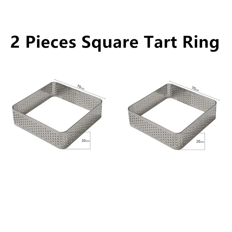 2PCS Square Ring Тарт десерт силиконовый инструмент для торта Форма для выпечки муссов кекс тартлет форма для выпечки форма для Мусса инструмент для украшения выпечки - Цвет: 2PCS Square Ring