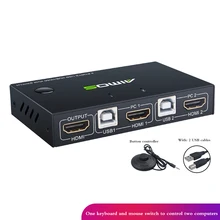 Para 2 pc compartilhamento teclado mouse impressora, plugue e paly 2020 saída 4k usb hdmi kvm switch caixa de vídeo divisor usb interruptor