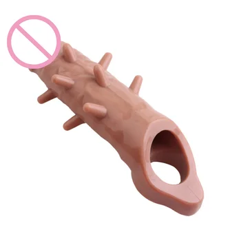 23CM Mens Penis Extender Sleeve Big Dildo Reusable Condom Penis Enlargement Delay Ejaculation Sex Toys For Men Intimate Goods 2