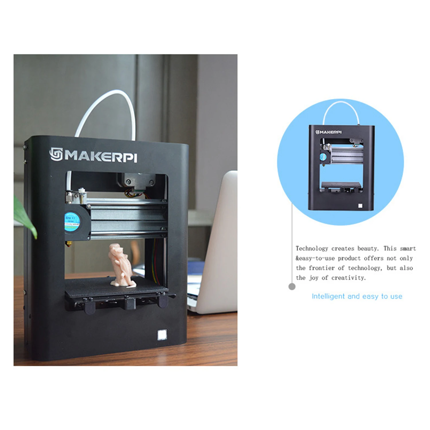 Настольный мини 3D принтер MakerPi M1 полностью собранный размер печати 100*100*100 мм