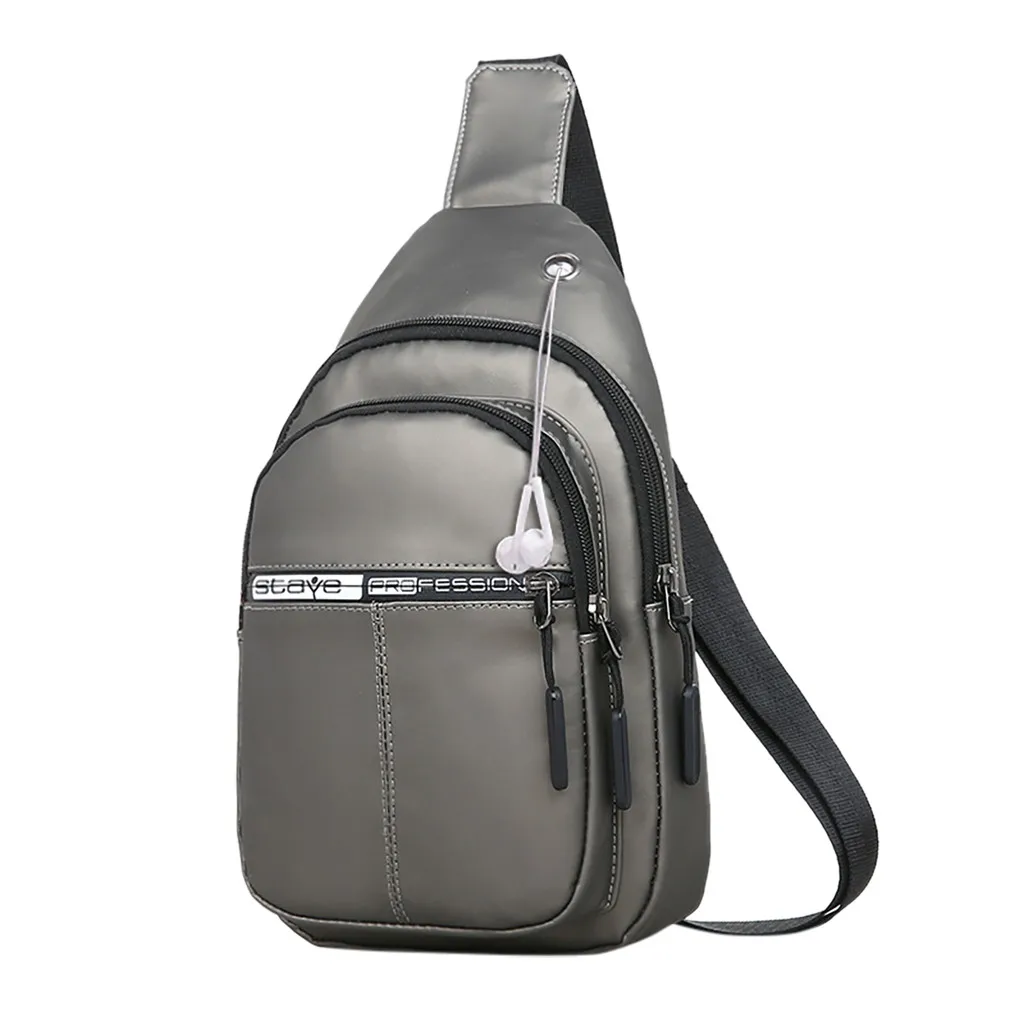 Повседневная дикая одноцветная нагрудная сумка для мужчин и женщин, водонепроницаемая сумка на плечо для путешествий, женская сумка - Цвет: Gray  A