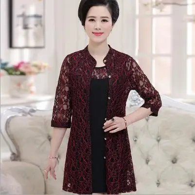 

Fashion 2019 Spring Autumn Lace Two Piece Women Dress Embroidery Flower Elegant Ladies Dresses Wedding For Femme Vestidos Q41