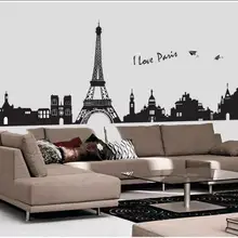 Монохромный Эйфелева башня Парижа три поколения Съемный Фон наклейки на стену гостиная фон настенная