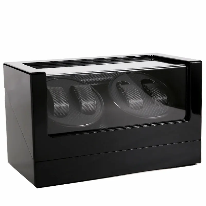 

Watch Winding Winder Box Automatic Watches New Version Four Head Watch Accessories Box Black Carbon Fiber Watches Storage Luxury