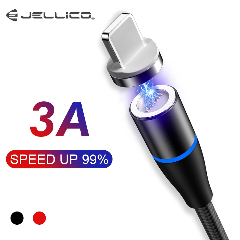 Jellico светодиодный магнитный Micro USB кабель для iPhone XS XR X 7 6 кабель для быстрой зарядки QC3.0 кабель для передачи данных 1,2 м кабель для мобильного телефона