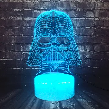 

Safe of Baby Table Lamp Star Wars Darth Vader Dark Warrior Head LED 3D Cool Visual Sensor Touch Night Light Xmas Kid Toy Toy