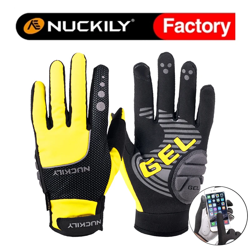 

NUCKILY New Cycling Gloves Winter Thermal Warm Full Finger Ski Glove Bike Touch Screen Waterproof Cycling Climbing Sports Glove