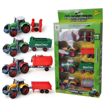 

4Pcs/Sets Alloy Engineering Farm Tractor Truck Model Simulation Educational Toy Vehicle Car Set For Children
