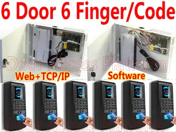 

6 Door Controller 6 Fingerprint reader, Web Biometric Access controller board with Fingerprint reader+PSU UPS Power supply kit
