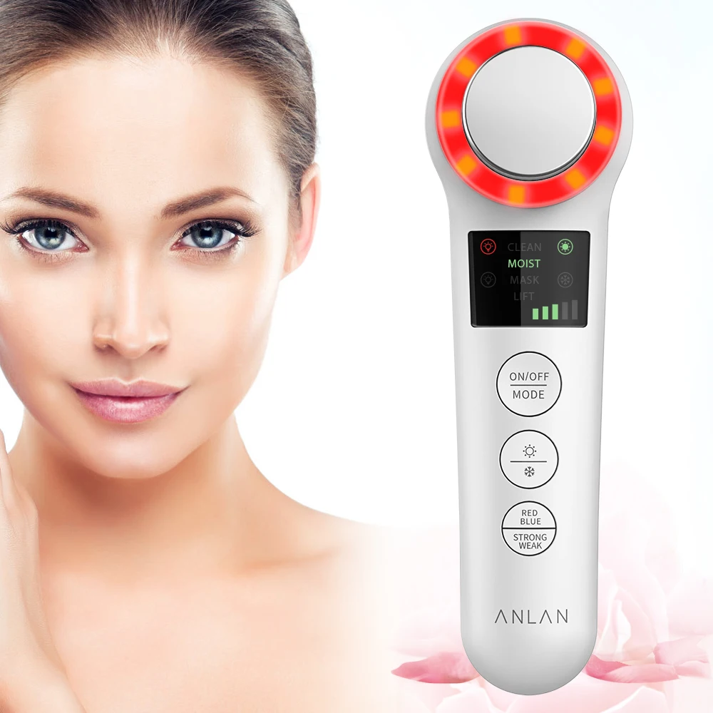 ANLAN Iontophoresis LED Color EMS Beauty Instrument Ultrasonic Microcurrent Import Reduce Wrinkle F