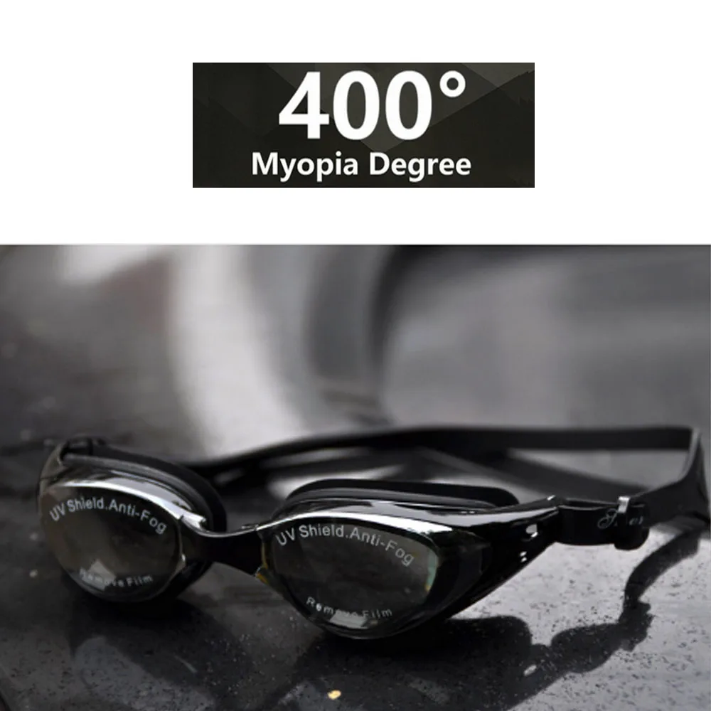 Myopia400 Очки для плавания для мужчин и женщин, очки для плавания для взрослых, очки для плавания для близорукости, очки на ремешке, анти-туман, УФ-защита, унисекс, очки для плавания для близорукости-1,5~-6,0 - Цвет: Myopia400