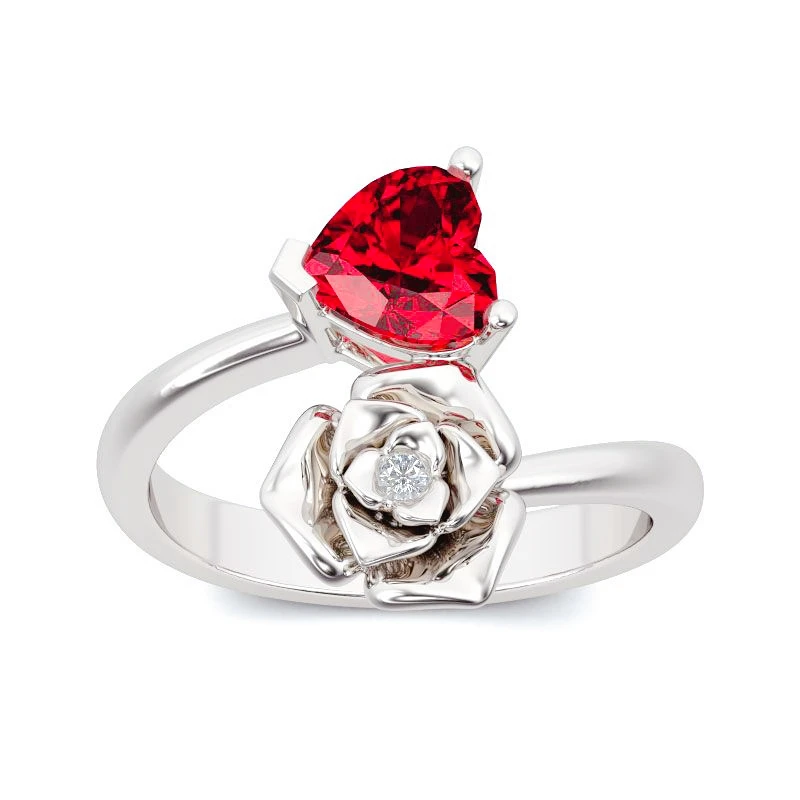 Romantic Red Heart Rose Valentine's Day Best Gift Sexy Girl Wearing Top Jewelry Fashion Charm Women's Ring with Stone | Украшения и
