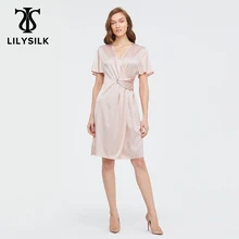 Nuovo trasporto libero delle donne di progettazione sovrapposte alla moda del vestito di seta di LilySilk