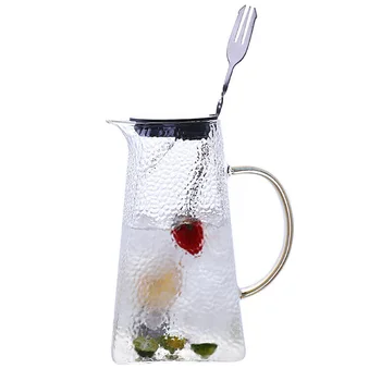 

1.5L Glass Tea Pot Cold Kettle Glass Pitcher Water Bottle Snow Point Hammer High Temperature Resistance Heatable