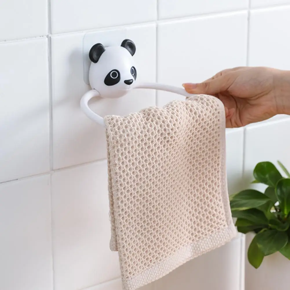 Towel Bars Fashion Hone Ring Panda Puppy Storage Rack Cartoon Rags Holder Bathroom