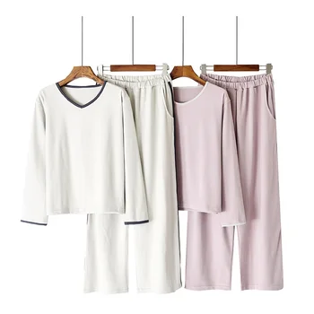 

Autumn Winter Warm Pajamas Women Hot Card Fleece Heating Fiber Soft Breathable Long Sleeve Multi-color Optional Home Clothes Set