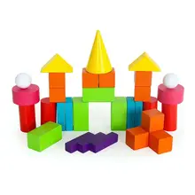 Детские блоки цветные деревянные Твердые геометрические формы детские развивающие игрушки 634F
