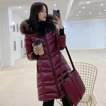 

Gloosy 100% Real Fashion Fox Fur Collar Women's Down Jacket Thicken Warm Slim Women Coats Female Winter Parkas Ropa Mujer Zjt214