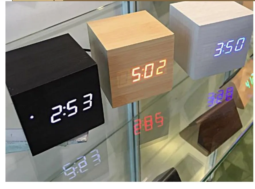 Creative Wood LED Wood Clock Multi-functional Electronic Clock Environmentally Friendly Home Smart Alarm Clock with Numbers Tabl