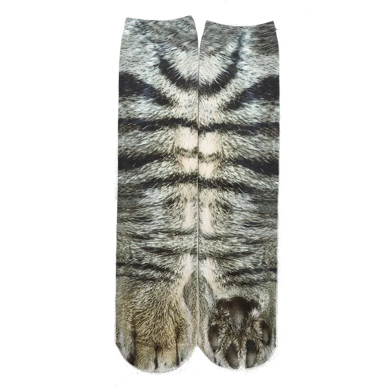 Модные осенние носки с объемным принтом в виде лапы животных с кошкой, собакой, тигром, крутые мужские носки Meias, унисекс, для взрослых, 3 вида, размер 402