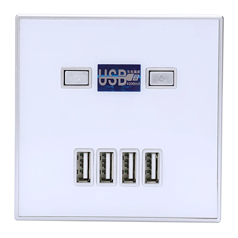 

4-Port Quick Charger Home Use Wall Socket Power Usb Electrical Outlet 86Mm x 86Mm 4000Ma