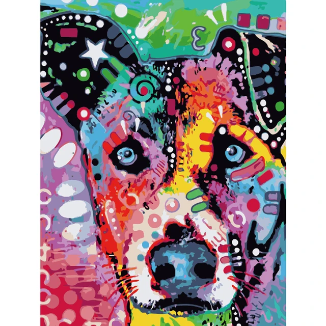 Gatyztory Color Dog Series Diy Painting Number Animal Oil Paint By Numbers Canvas Painting By Numbers For Kids Adults Art Paint Paint By Number Aliexpress