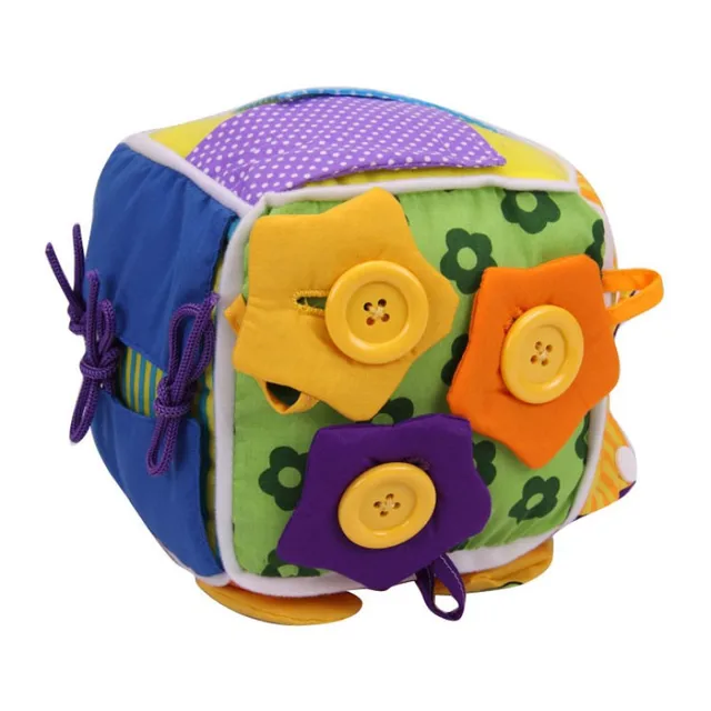 US $10.53 F-B Baby Early Educational Toy Baby Learning Montessori Toy Cloth Learn To Dress Cube Stuffed Rattl