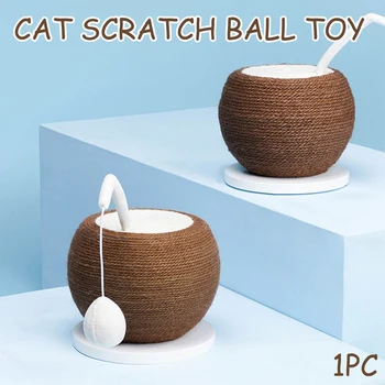 

Pet Supplies Scratch Ball Portable Funny Coconut Shape Jute Rope Entertainment Bite Resistant Cat Teaser Toy Playing Interactive