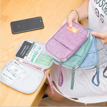 

Portbale Women Travel Passport Bag Credit ID Card Holders Cash Wallet Purse Documents Case Zipper Organizer Belt Unisex Popular
