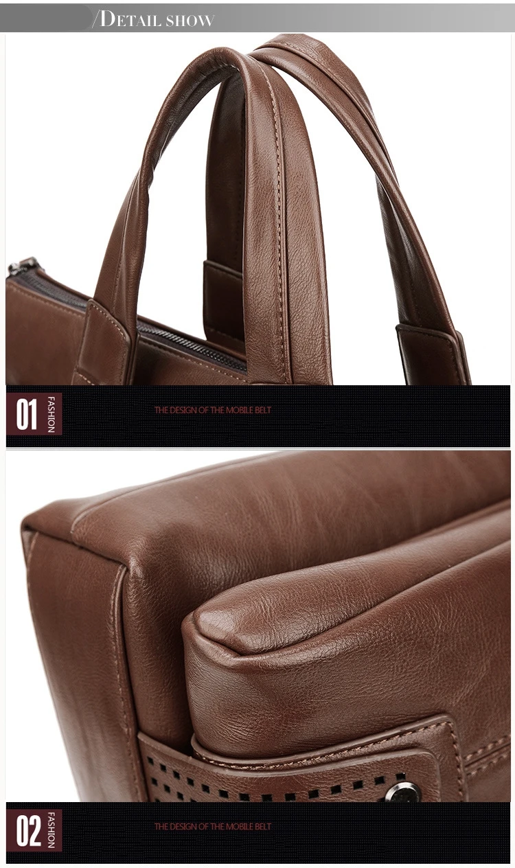 Men Leather Black Briefcase Business Handbag Messenger Bags Male Vintage Shoulder Bag Men's Large Laptop Travel Bags_voghion.com