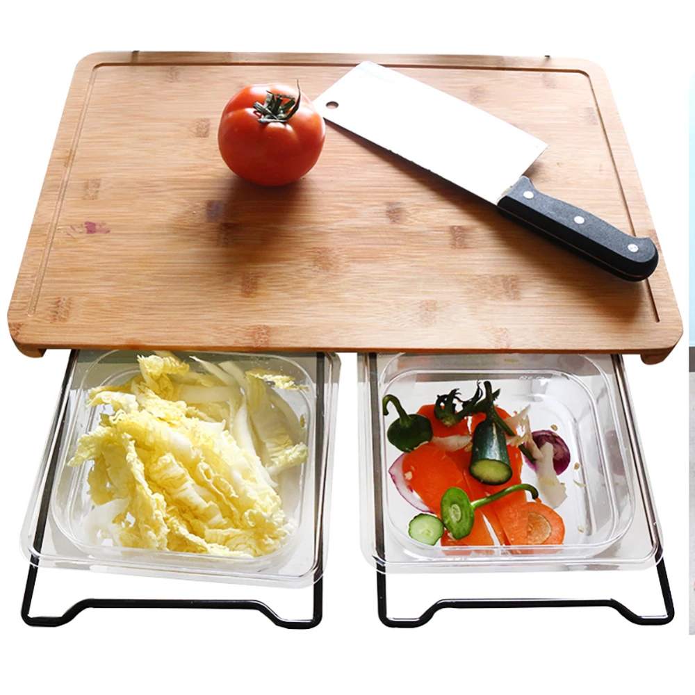 

Multifunction Kitchen Storage Box Durable Bamboo Fruit Practical Food Cutting Board Hardware Detachable Smooth Vegetable Storage