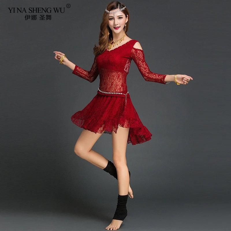 Костюм для танца живота женский кружевной костюм тренировок bellydance короткая юбка