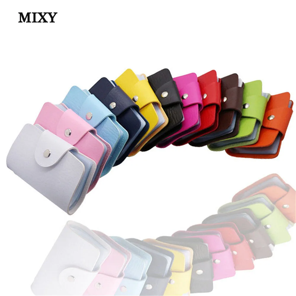 

MIXY 2019 NEW Unisex PU Leather Business Card Holder 24 Bits Large Capacity Card Case Women Men id Card Holder Case Protection
