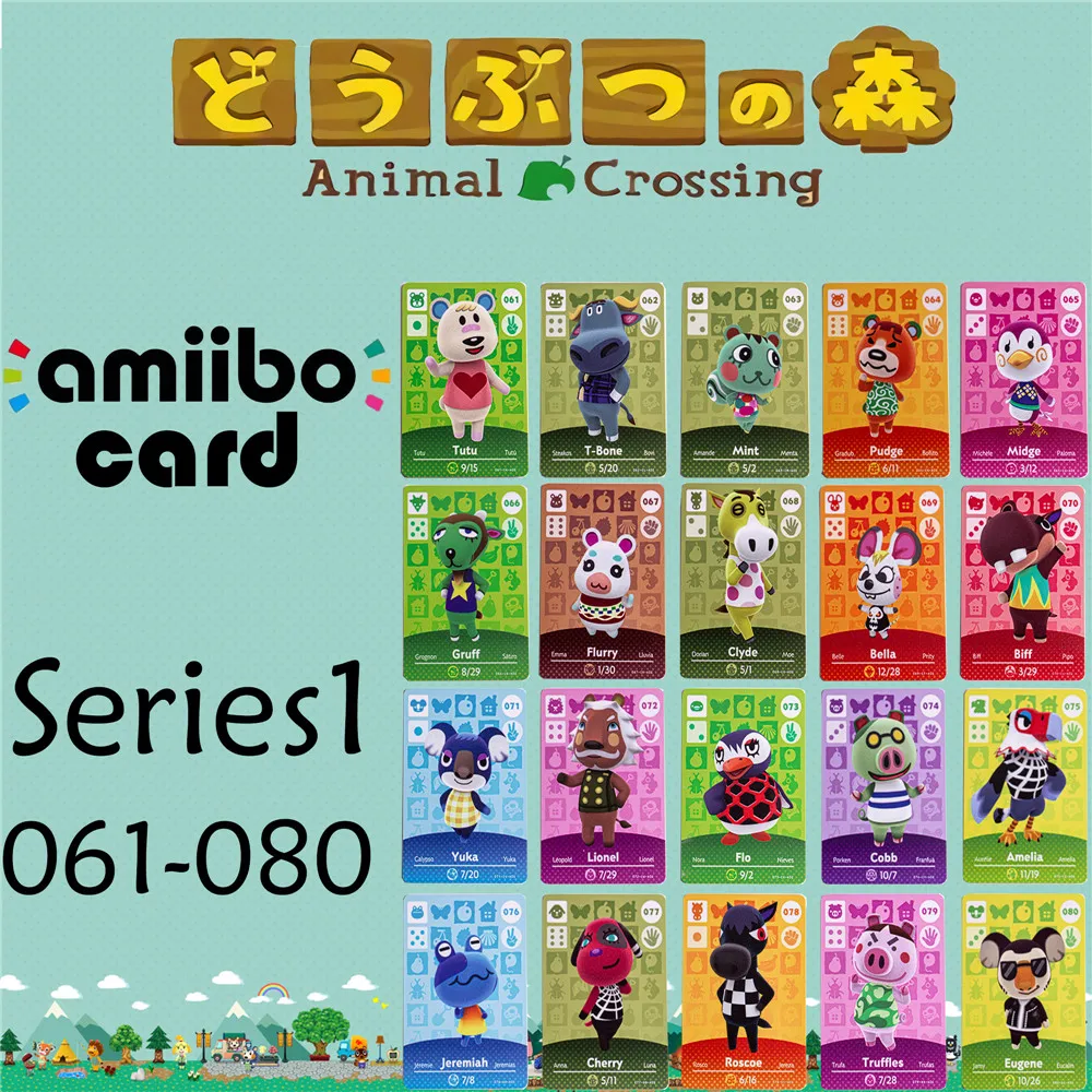 

Animal Crossing Genuine data New Horizons Game Amiibo Card For NS Switch 3DS Game Set NFC Cards Series1 061-080 Matte material