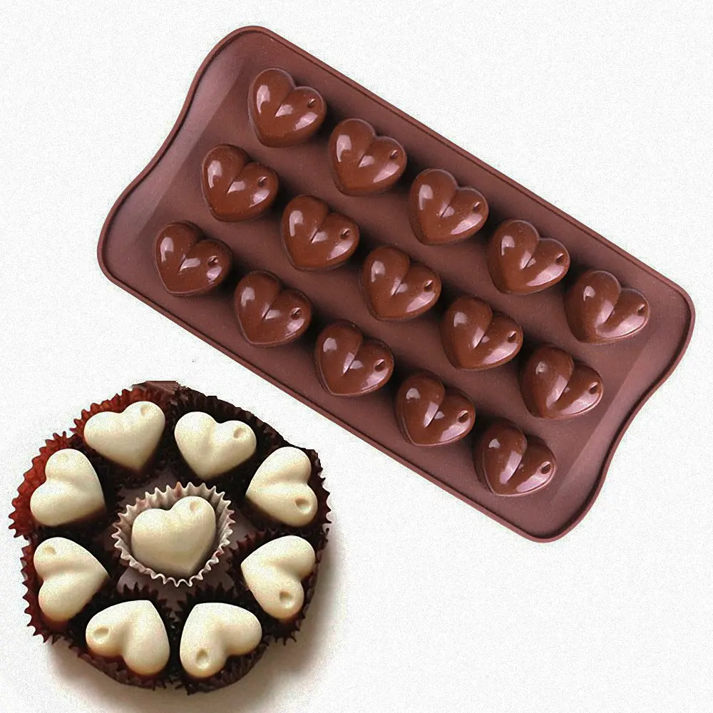 

5 Pack15 Holes Silicone Fun Chocolate Mould Candy Cake Jelly Mold Nonstick Tray Mold for Valentine's Day or Bridal Shower