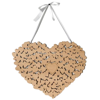 

Personalised Heart Shaped Wooden Wedding Guestbook Hanging Decor Message Board