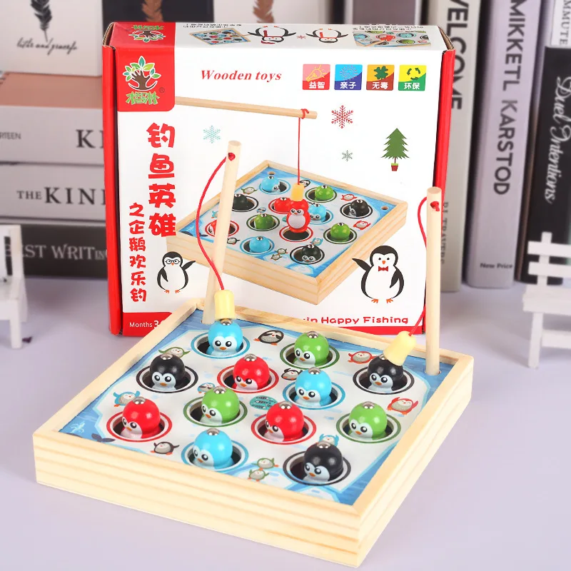 Children'S Educational Wooden Baby Fishing Toys Magnetic Fishing 1-2-3-Year-Old Infant Early Education Toy
