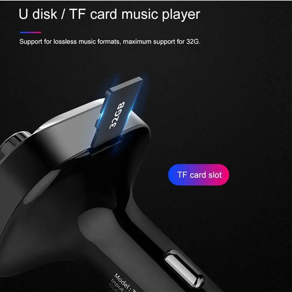 Высококачественный Автомобильный MP3-плеер Bluetooth радио fm-передатчик комплект Hands-Free 3.1A Dual USB Автомобильное зарядное устройство type-c аксессуары