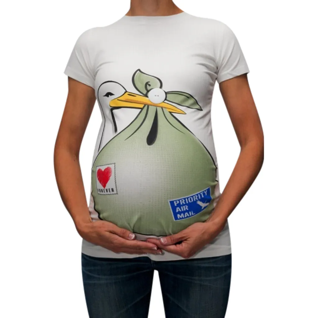 Женская одежда для беременных Милая футболка с забавным принтом и коротким рукавом для беременных ropa de mujer