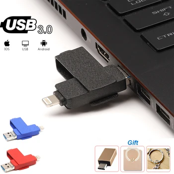 

Metal USB 3.0 Flash Drive Photo Stick 256GB Memory Stick USB 3.0 Flash Drive Lightning Thumb Drive for iPhone iPad Android PC