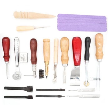 

18-Piece Leather Tool Set Hand-Stitched Diamond Cut Leather Handmade Leather Art Tool Set