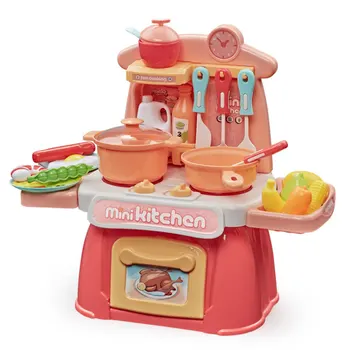 

kids Play Artificial kitchen Toys House Cutlery Set Baby girl Kitchen Cooking Simulation Pretend Light and Music Play Puzzle toy