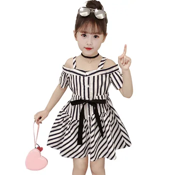 

Summer Dress Girl Striped Kids Party Dresses For Girls Off Shoulder Dress For Children Teenage Clothes Girl 6 8 10 12 14