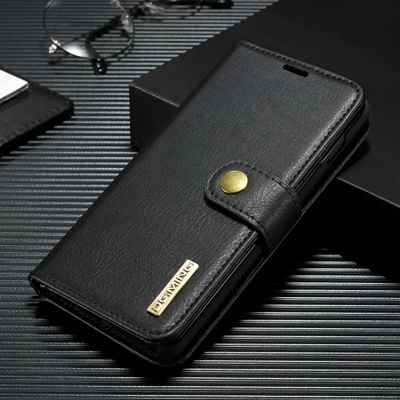 DG. Ming Роскошный кожаный чехол-бумажник для samsung S8, S9, S10, E, A6, A8 Plus, A7, A9,, A50, подставка, откидная крышка для Galaxy Note 10+ 9, 8 - Цвет: Черный