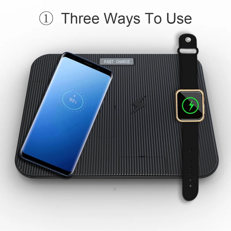 Многофункциональный 4 в 1 Qi беспроводной Chager для iPhone samsung Быстрая зарядка с 1 USB портом iWatch iPad интеллектуальное отключение питания