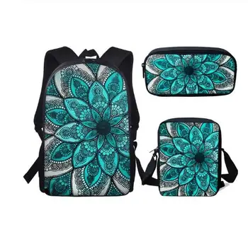 

Fashion School Backpacks Bohemia Flower Mandala Print Schoolbags Set for Teenager Girls Children's Flower Book Bags