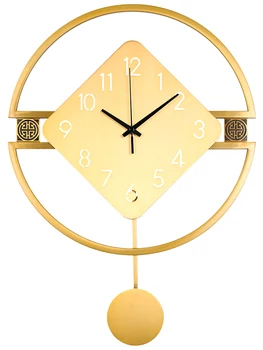 

Pendulum Silent Wall Clock Vintage Large Luxury Antique Gold Wall Clock Living Room Reloj De Pared Home Decoration EB50WC