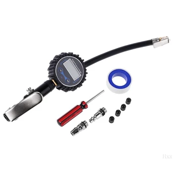 

New Digital Tire Inflator with Pressure Gauge and Back Night LED Light - Heavy Duty Auto Air Inflating Gun with 4 Valve Caps