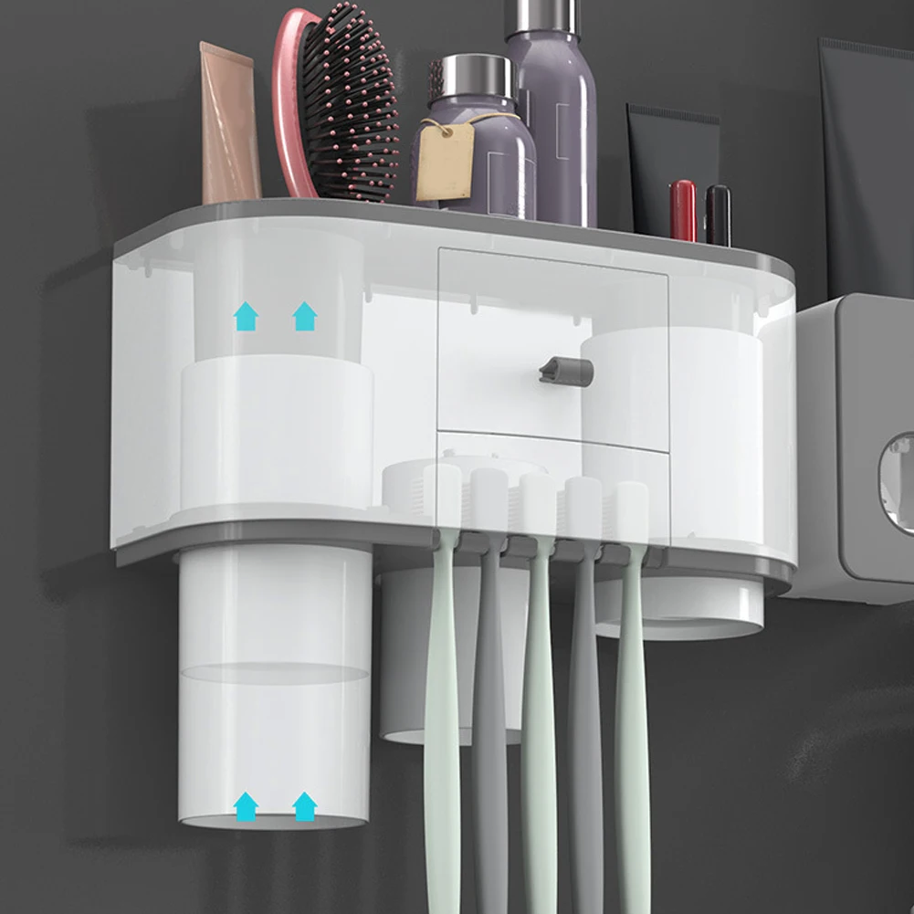 Magnetic Suction Toothbrush Holder Automatic Toothpaste Dispenser Squeezer For Bathroom Storage Rack Bathroom Accessories Sets